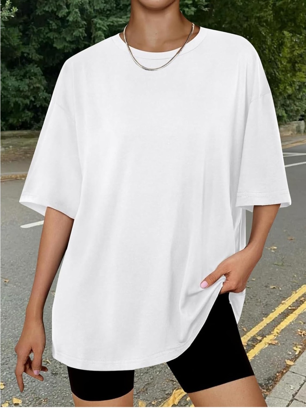 Trendy Queen Womens Oversized T-Shirt White